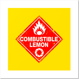 Combustible Lemon Warning Sign - Red Posters and Art